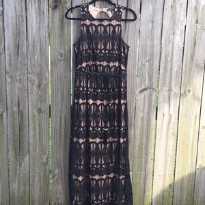 Jessica Howard Black Lace Maxi Dress Size 8P